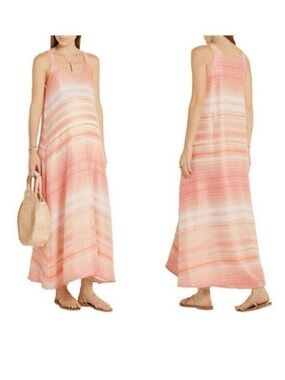 Hatch Coral Stripe Maxi flowy Dress maternity scoop neck vibrant tuckernuck 1/S